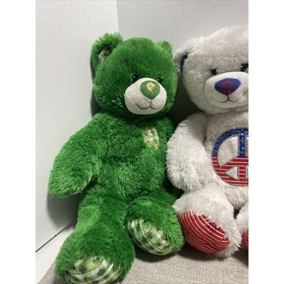 Build A Bear Lot Of 4 Bears Authentic, Four Leave Clover, Soccer, Peace, Kitten - Picture 2 of 16